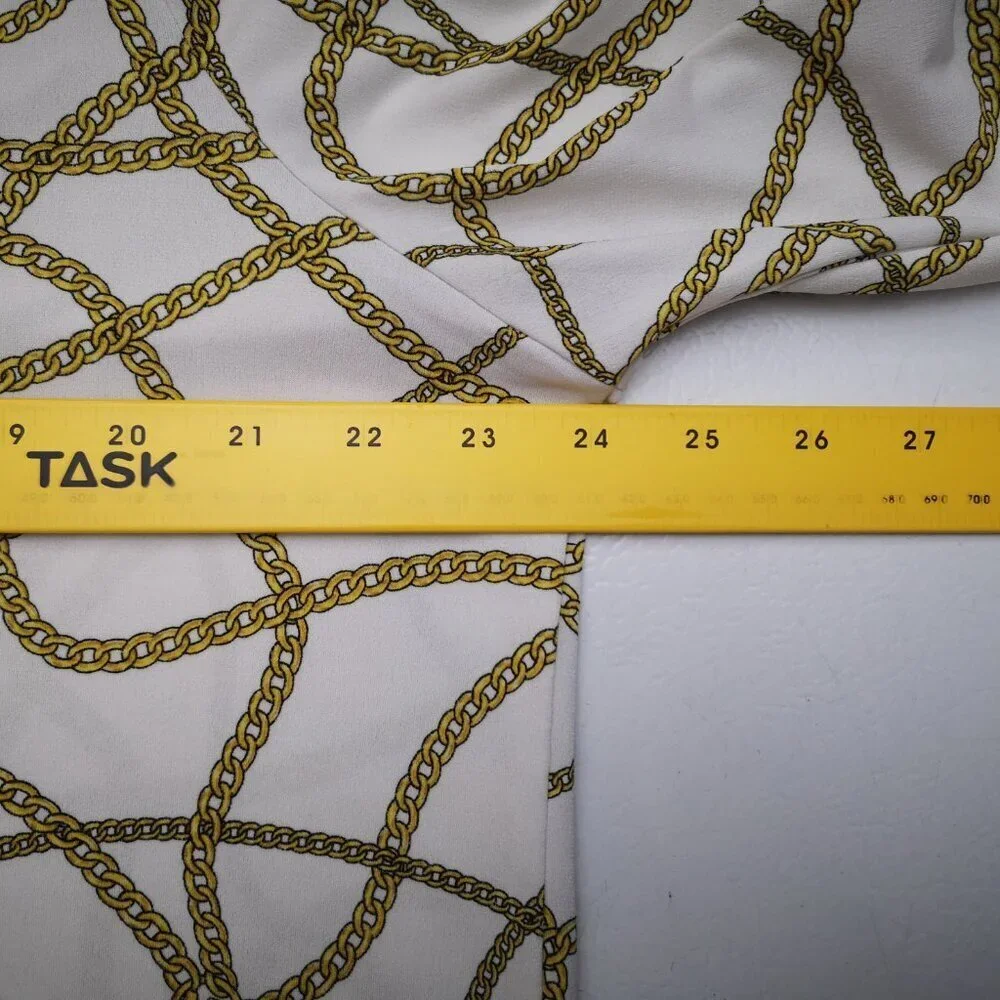 Michael Michael Kors Ladies Size XL Off White & Gold Chain Pattern Top - Picture 11 of 13